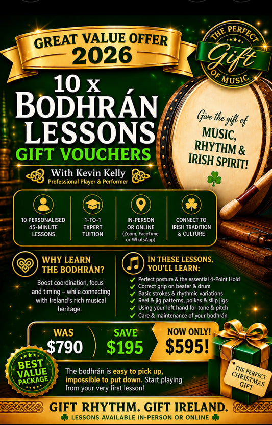 10 x Bodhran Lessons - GREAT VALUE OFFER